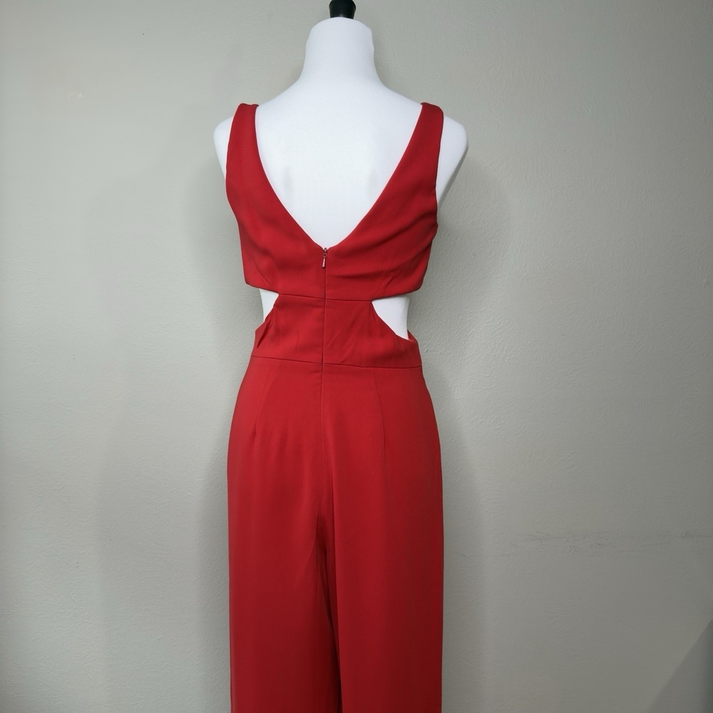 Jay Godfrey Size 2 Red Cut out Wide Leg Jumpsuit Party Formal Going Out - Picture 4 of 15